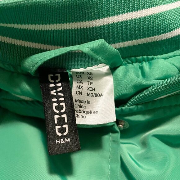 H&M Divided College Varsity Jacket Green White Sunset Valley Mustang Mens XS - Picture 4 of 16
